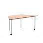 Trapeztisch, 160x80 cm (B/T), 72 cm hoch, fahrbar, 2 Füße mit Rollen, 
